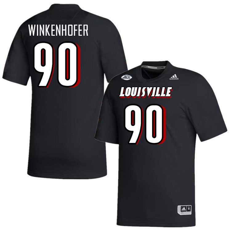 Men #90 Adam Winkenhofer Louisville Cardinals College Football Jerseys Stitched-Black